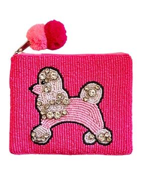 Pink Poodle Coin Purse, Dog Beaded Bag Lily Posh